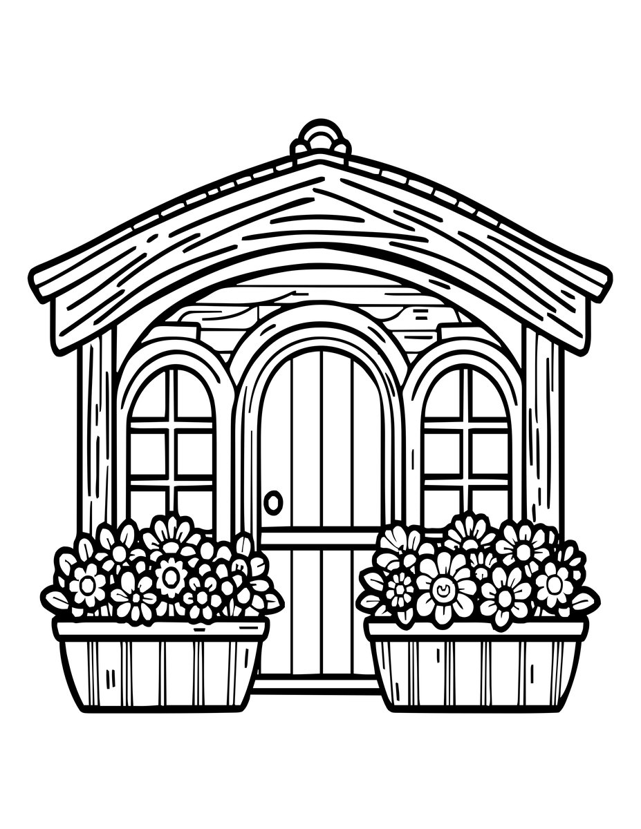 Window Boxes - free printable coloring page