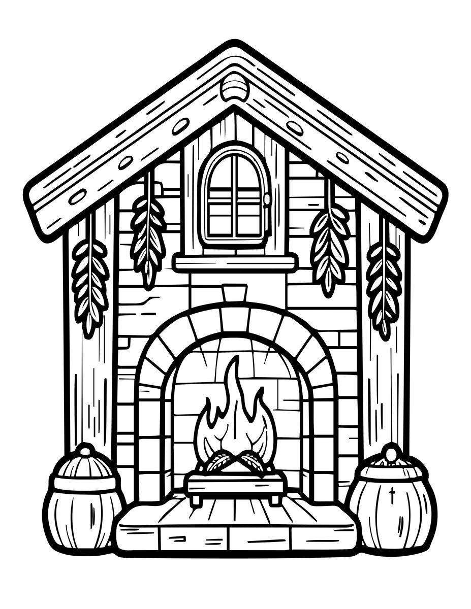 Kitchen Hearth - free printable coloring page