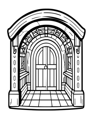 Interior Hallway - Free printable coloring page