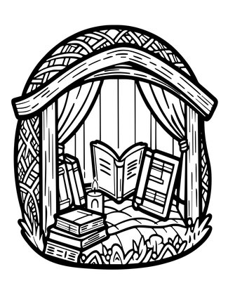 Library Nook - Free printable coloring page