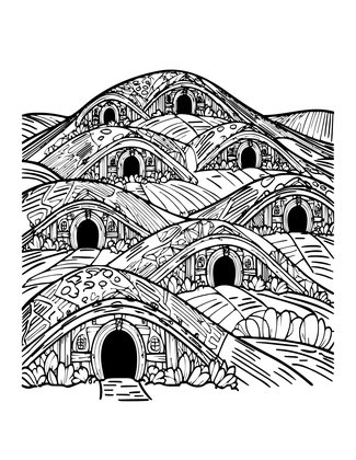 Shire Village - Free printable coloring page