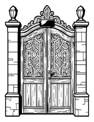Front Gate - Free printable coloring page