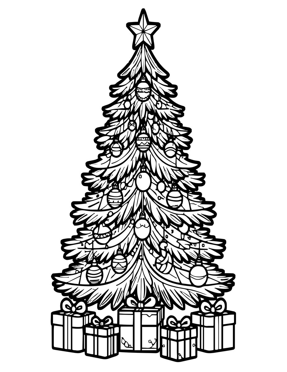Christmas Tree - free printable coloring page