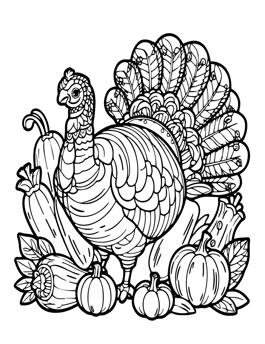 Thanksgiving Turkey - free printable coloring page