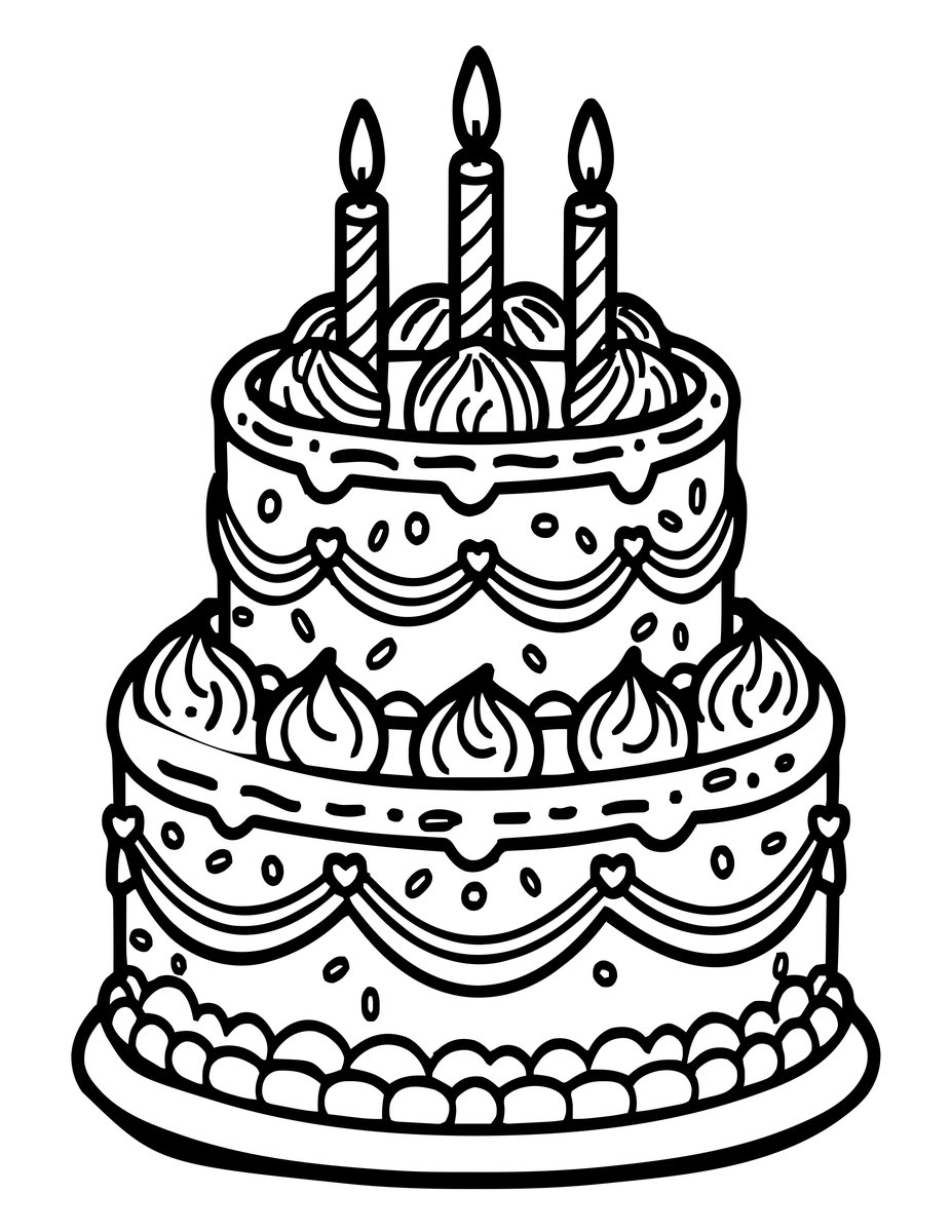 Birthday Cake - free printable coloring page