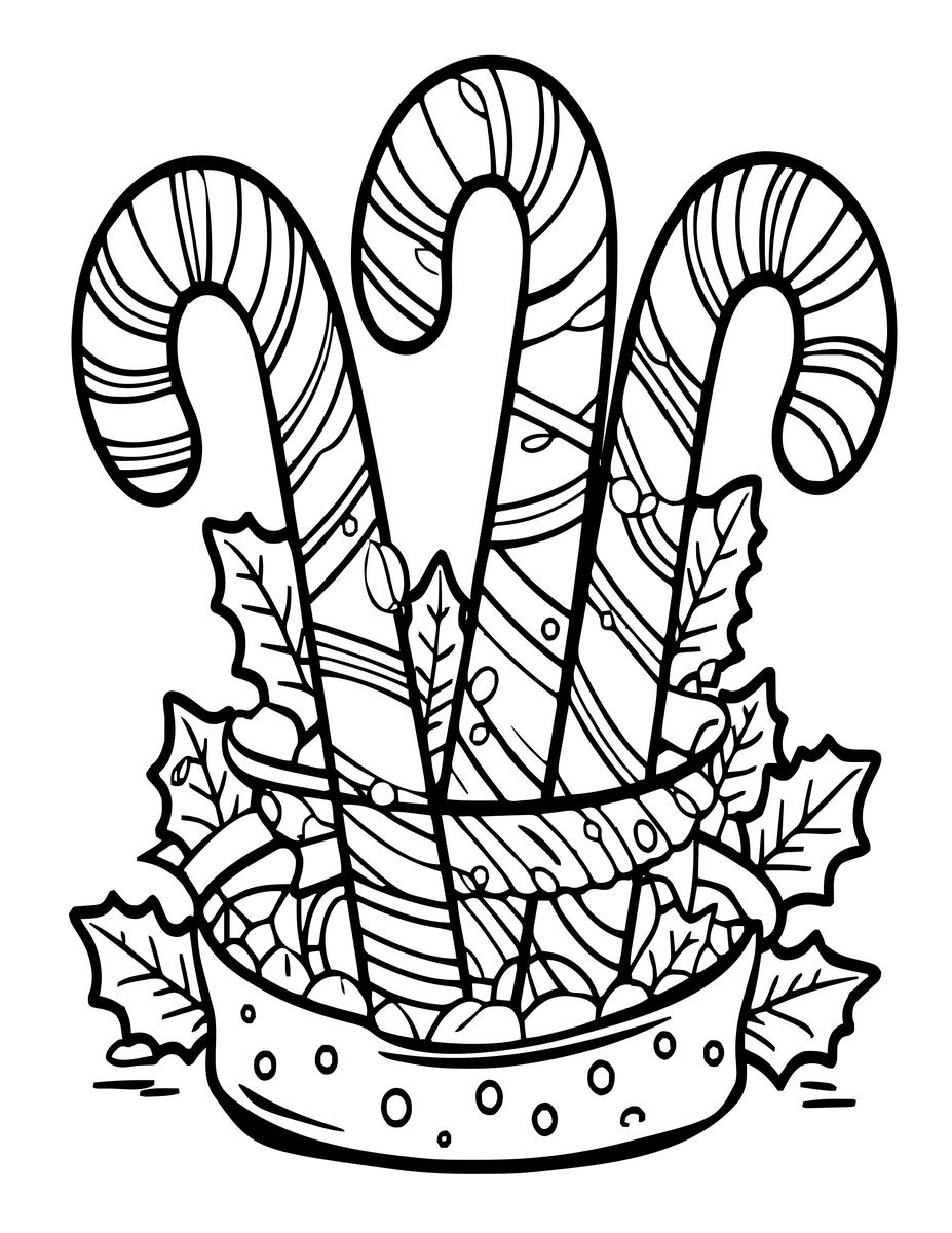 Candy Cane - free printable coloring page