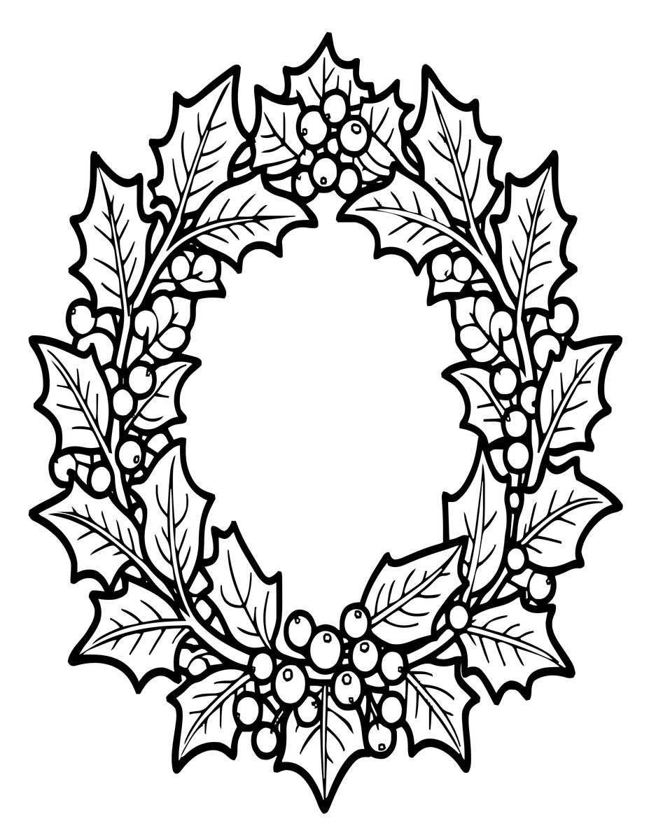 Holly & Berries - free printable coloring page