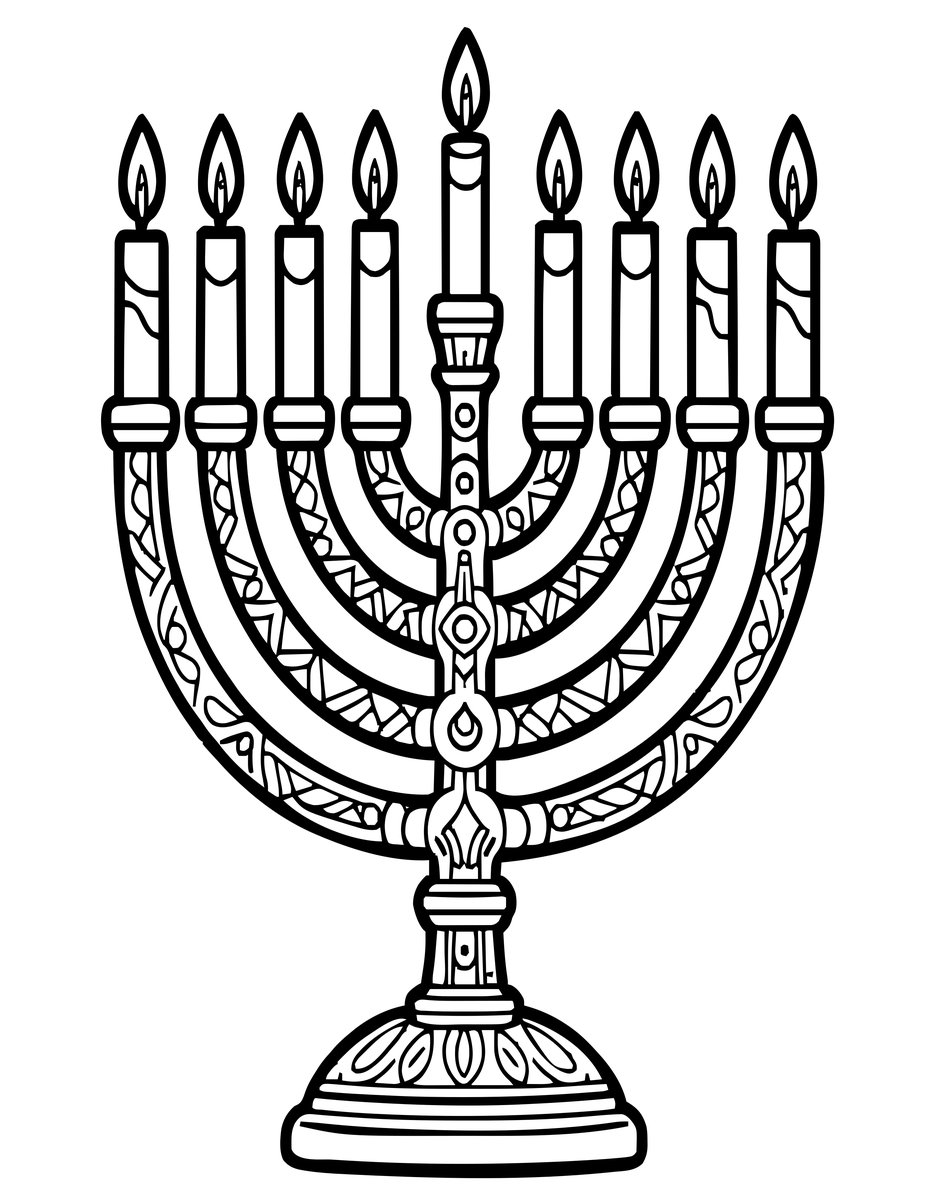 Menorah - free printable coloring page