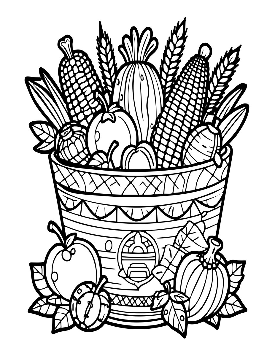 Harvest Cornucopia - free printable coloring page