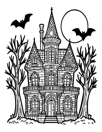 Haunted House - Free printable coloring page