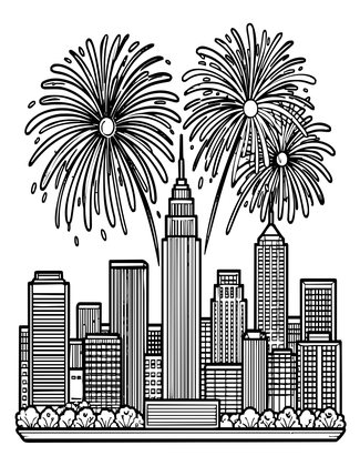 Fireworks - Free printable coloring page