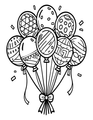 Party Balloons - Free printable coloring page