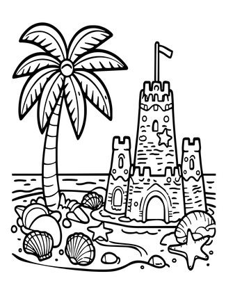 Summer Beach - Free printable coloring page