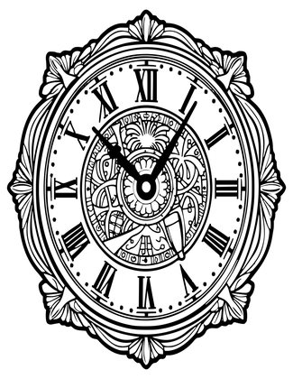New Year Clock - Free printable coloring page
