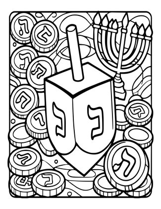 Hanukkah Dreidel - Free printable coloring page