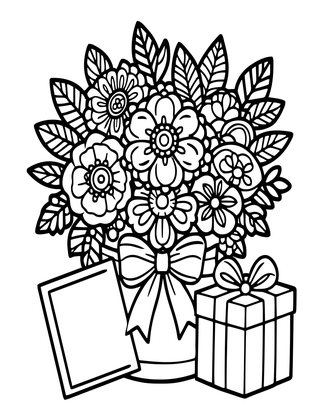 Mother's Day Bouquet - Free printable coloring page
