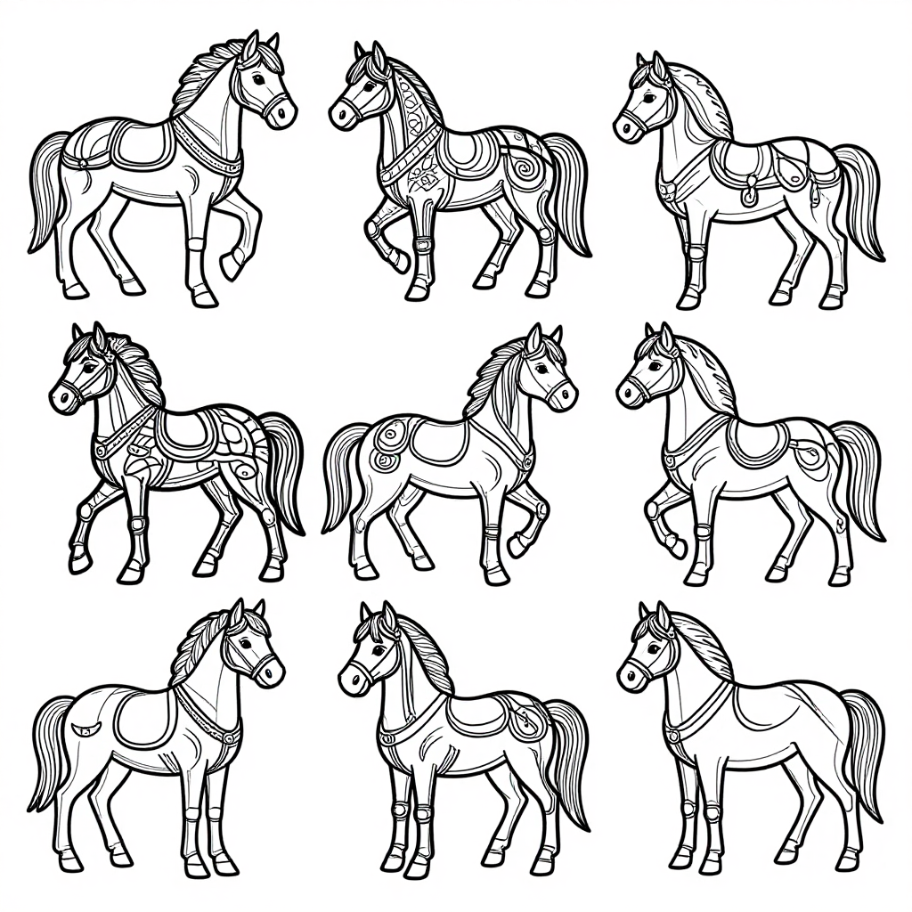 Horses coloring pages collection - 30 free printable pages