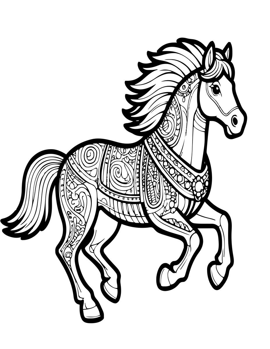 Galloping Stallion - free printable coloring page