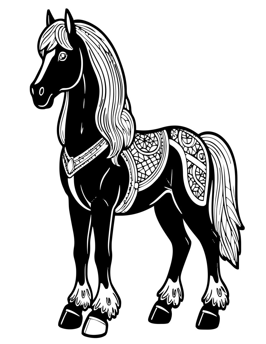 Friesian Horse - free printable coloring page
