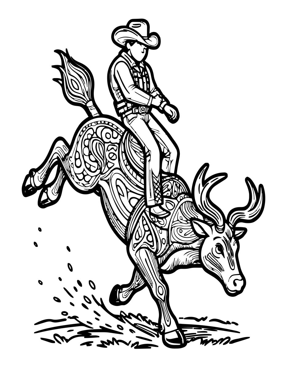 Bucking Bronco - free printable coloring page