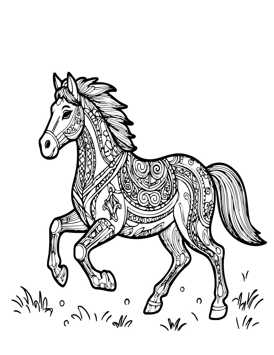 Dream Horses - free printable coloring page