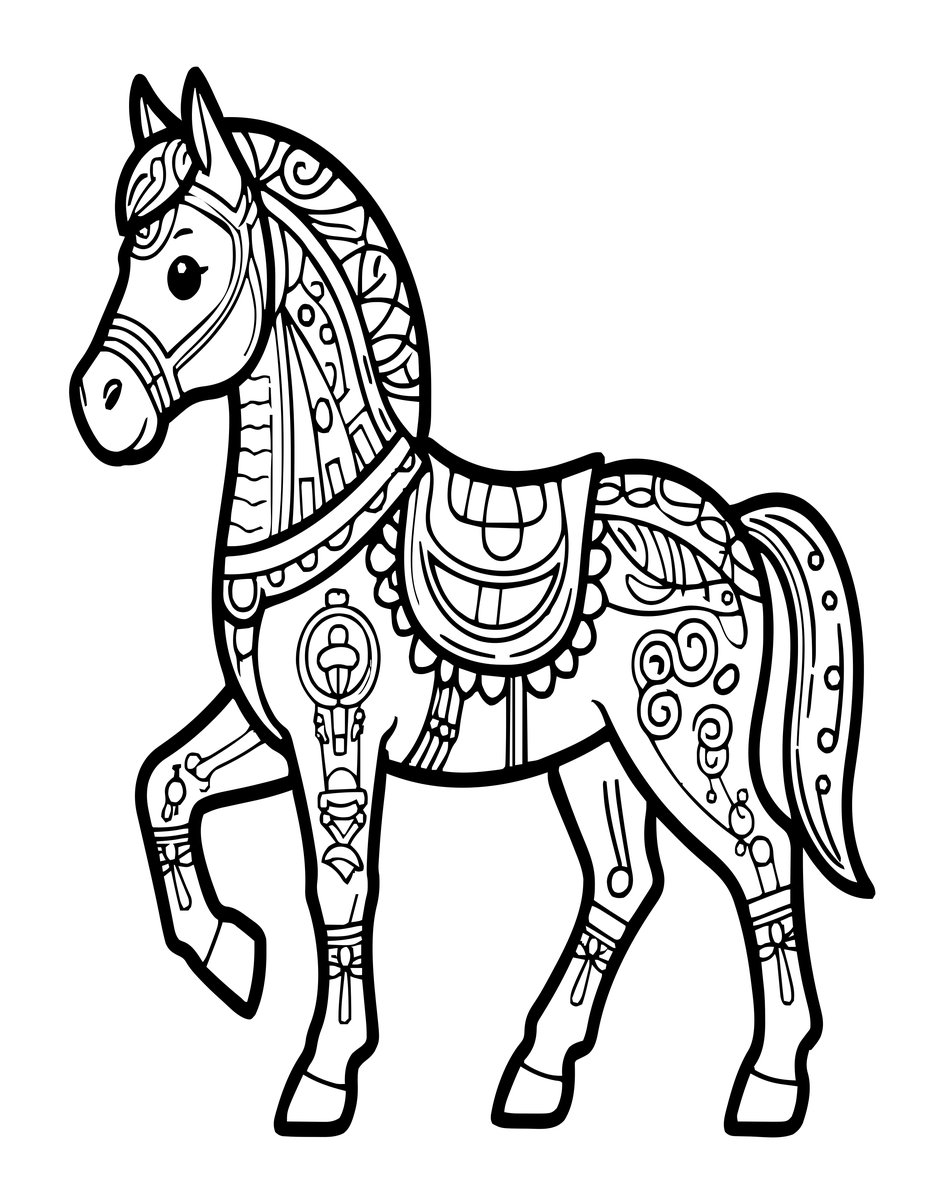 Horse Decorated - free printable coloring page