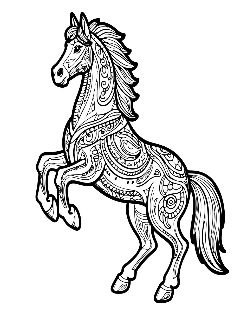 Rearing Horse - free printable coloring page