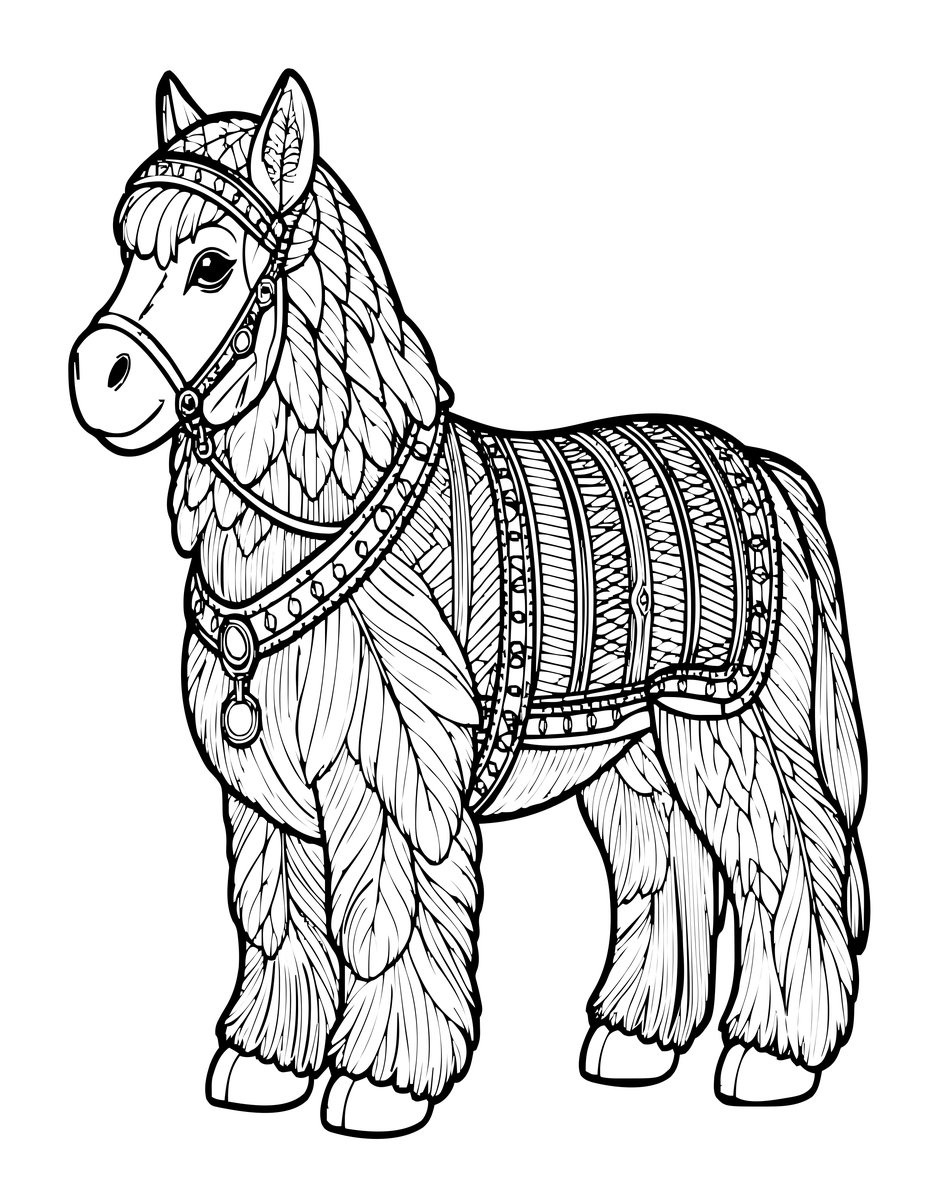 Clydesdale Draft Horse - free printable coloring page