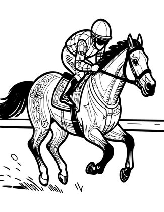 Racing Thoroughbred - Free printable coloring page