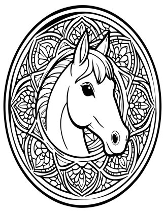 Horse Mandala - Free printable coloring page
