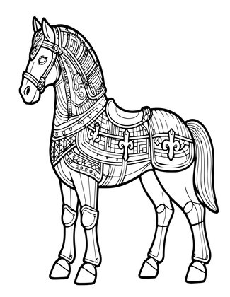 Medieval Warhorse - Free printable coloring page