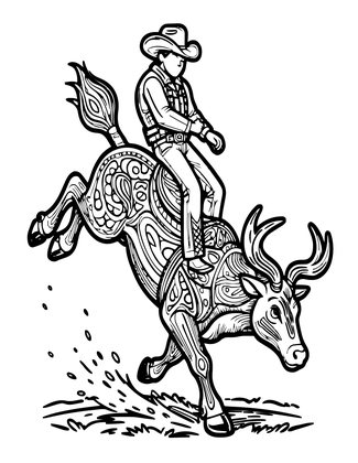 Bucking Bronco - Free printable coloring page