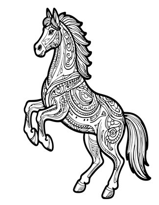 Rearing Horse - Free printable coloring page
