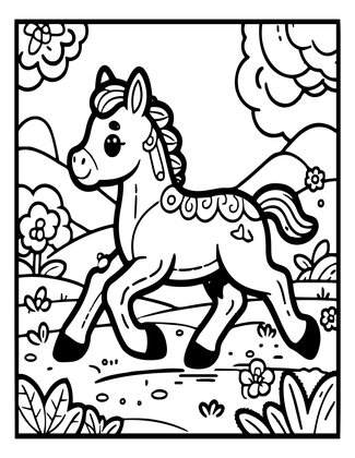 Foal Running - Free printable coloring page