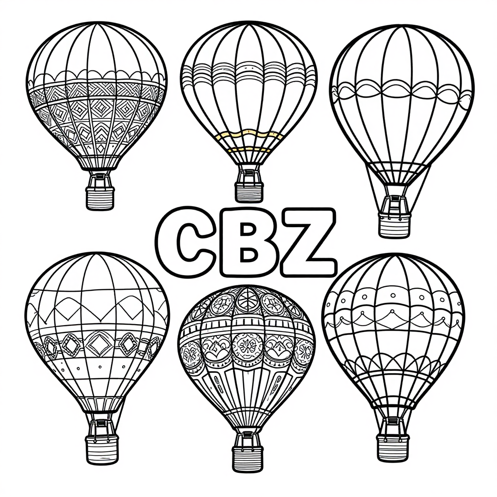 Hot Air Balloons coloring pages collection - 30 free printable pages