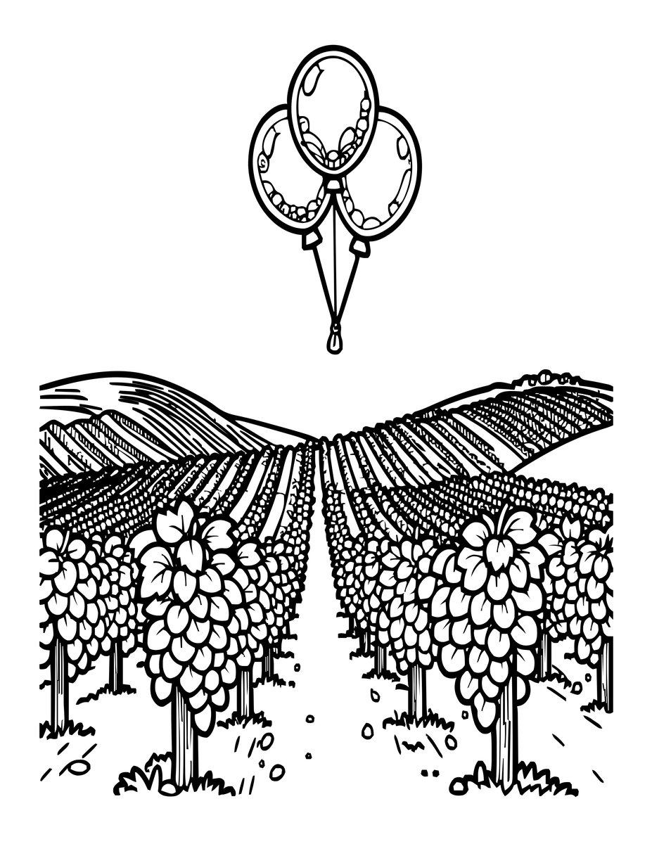 Vineyard Overflight - free printable coloring page