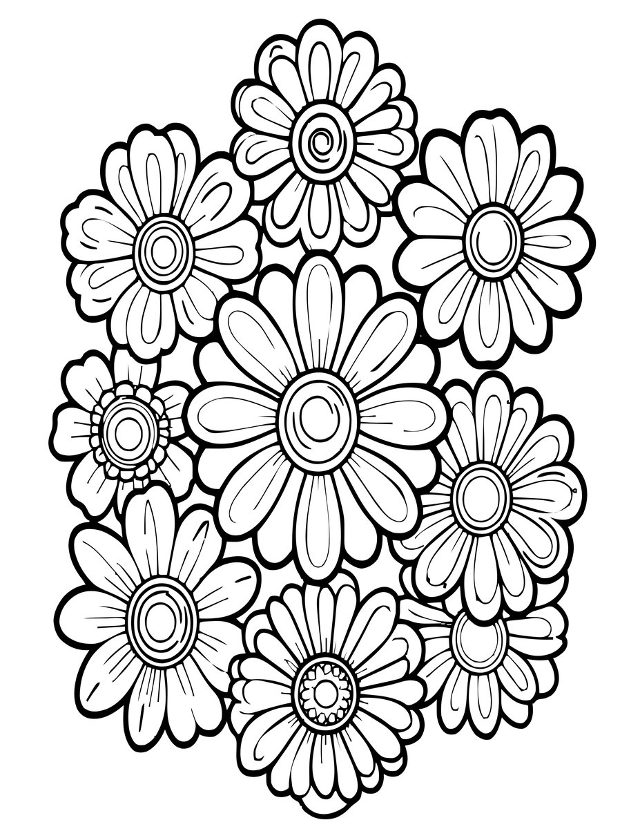 Floral Balloon - free printable coloring page