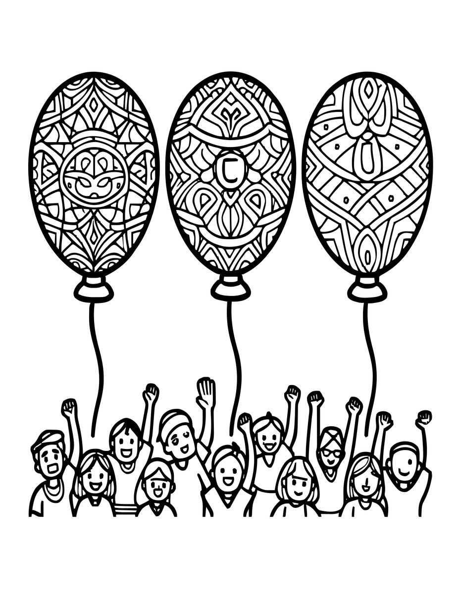 Balloon Race - free printable coloring page