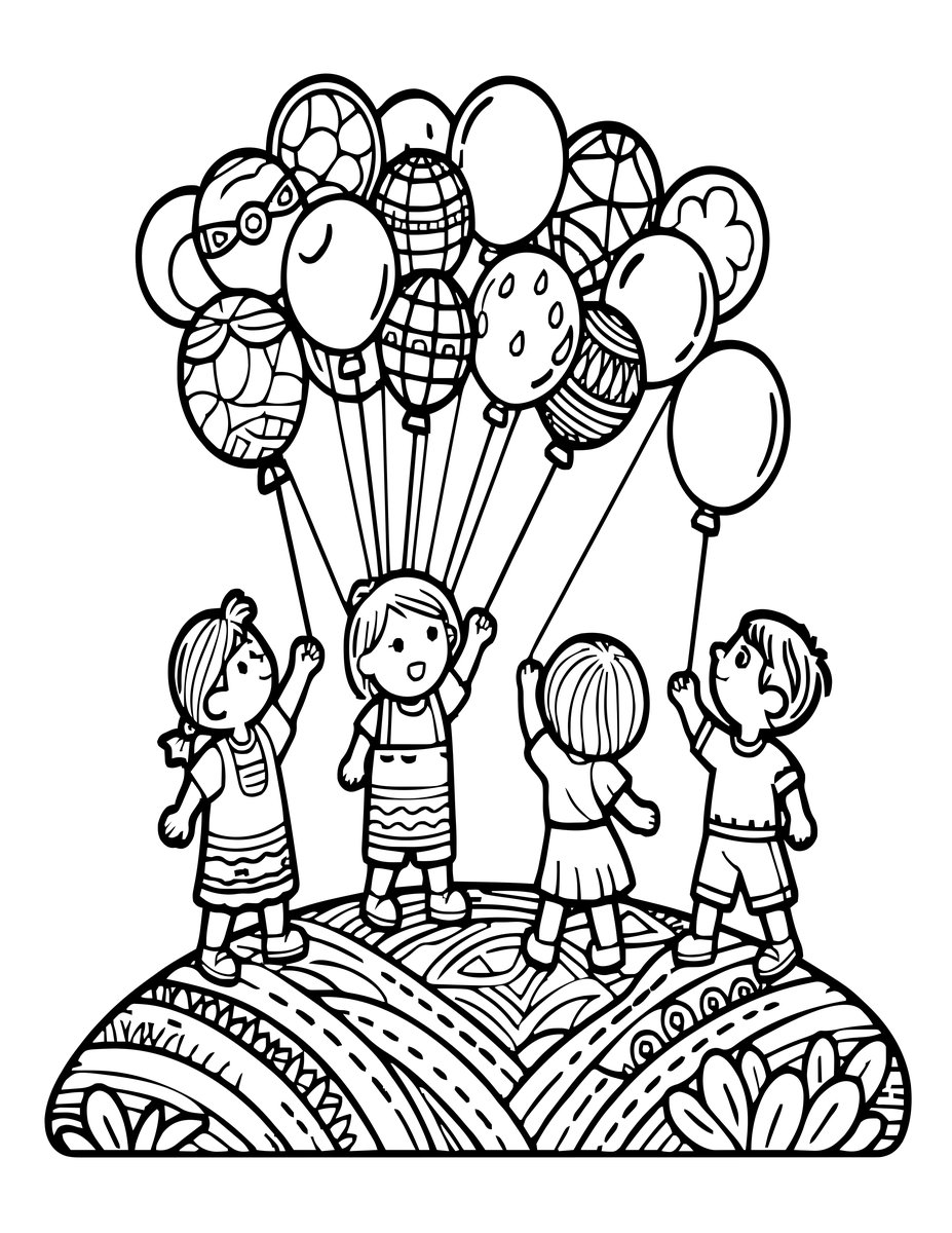 Children's Scene - free printable coloring page