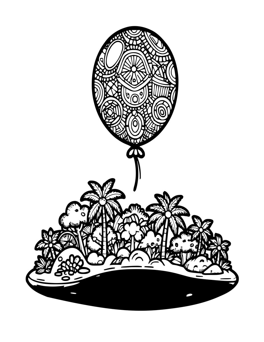 Tropical Island - free printable coloring page