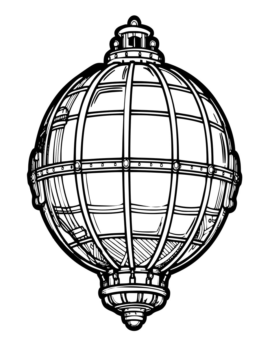 Steampunk Balloon - free printable coloring page