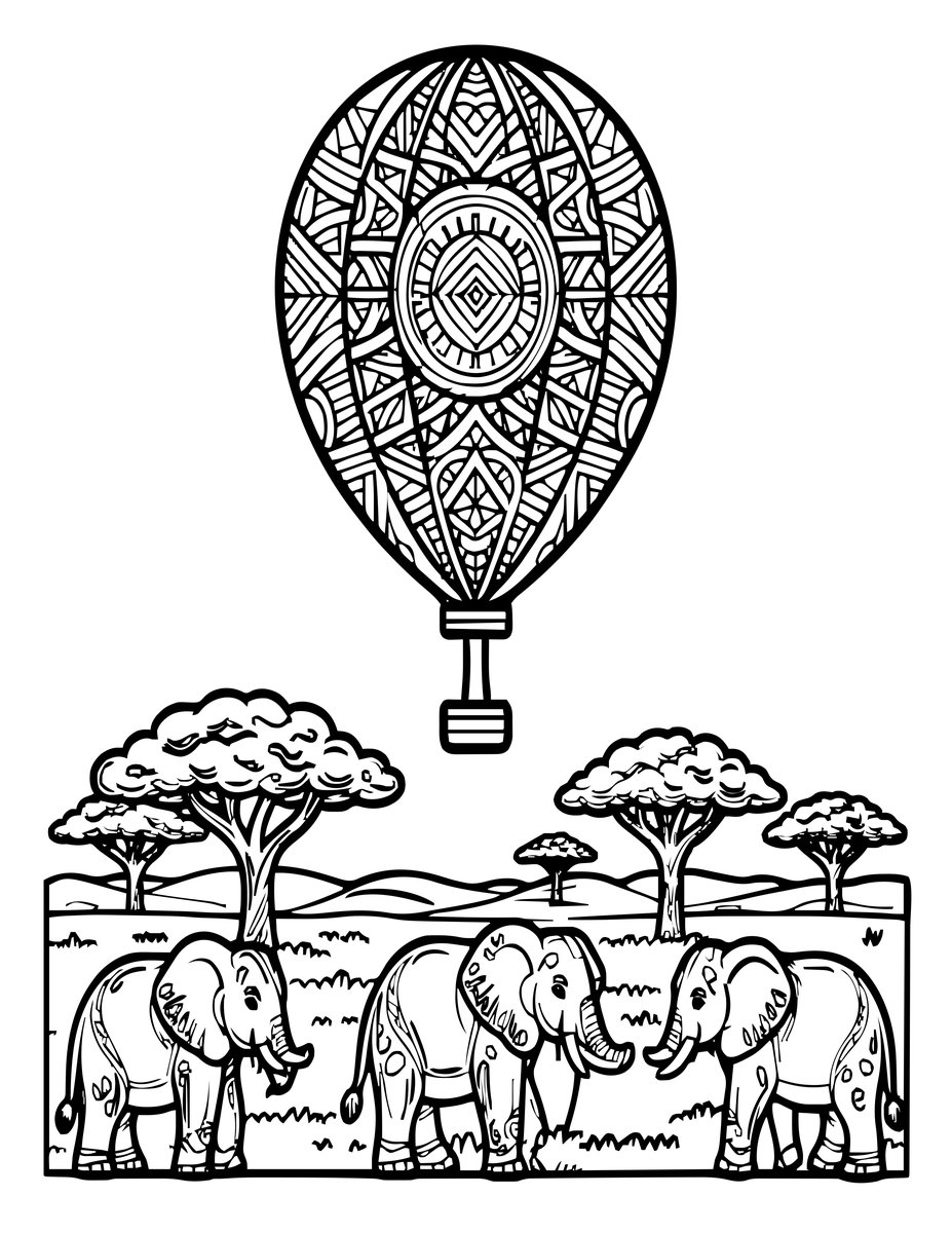 African Safari - free printable coloring page