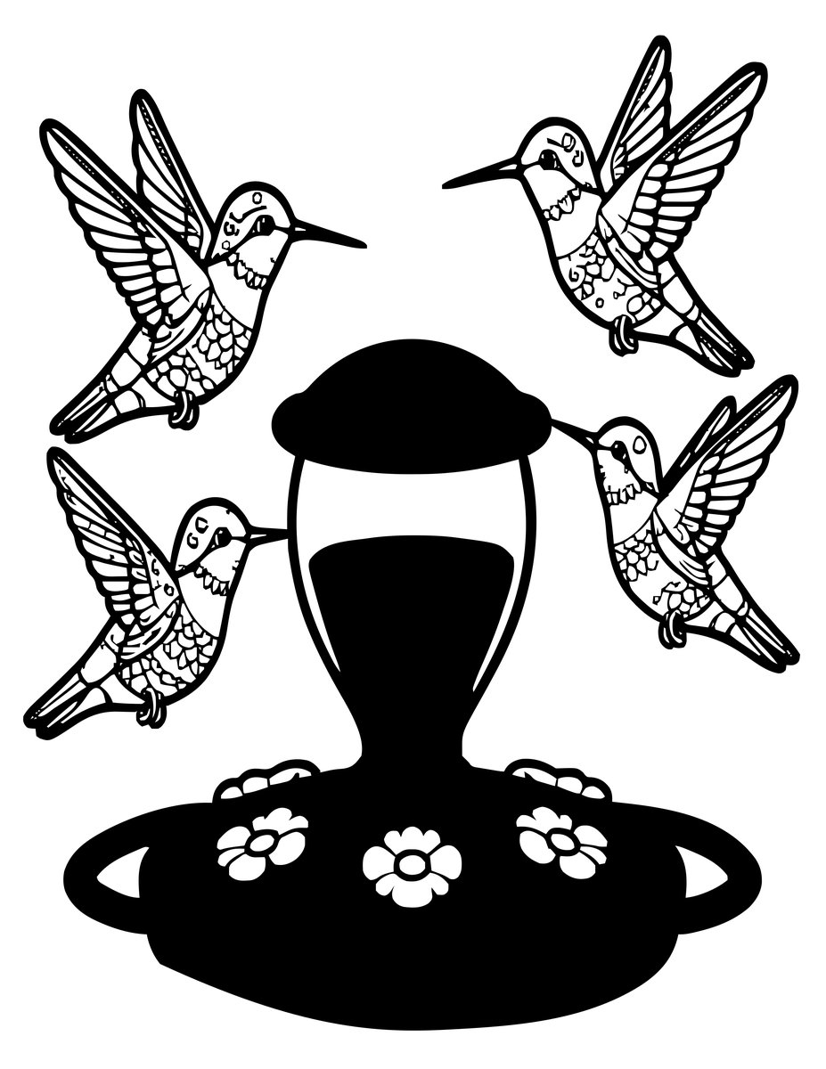 Feeder Scene - free printable coloring page