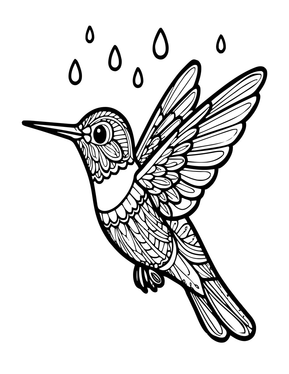 In the Rain - free printable coloring page