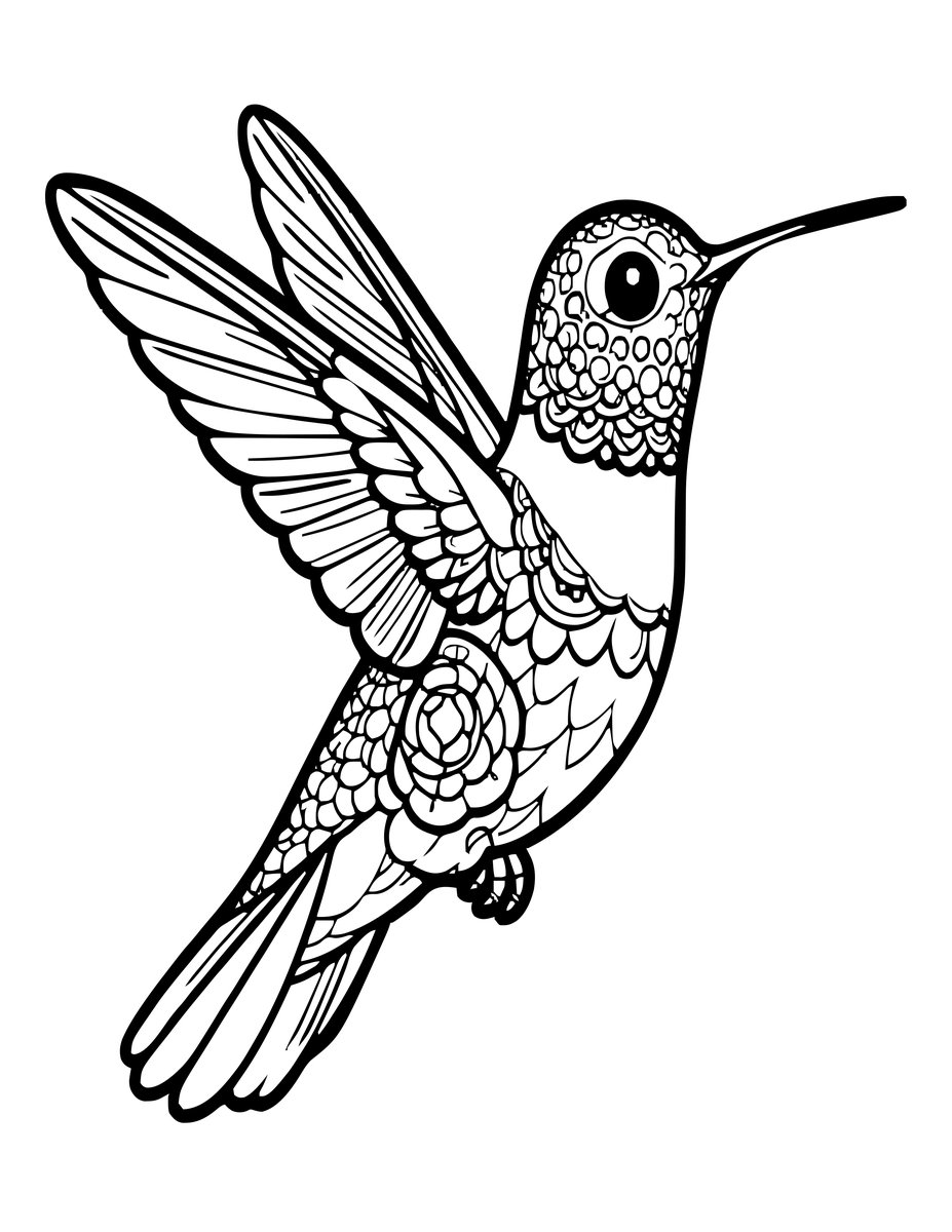 Hovering Portrait - free printable coloring page