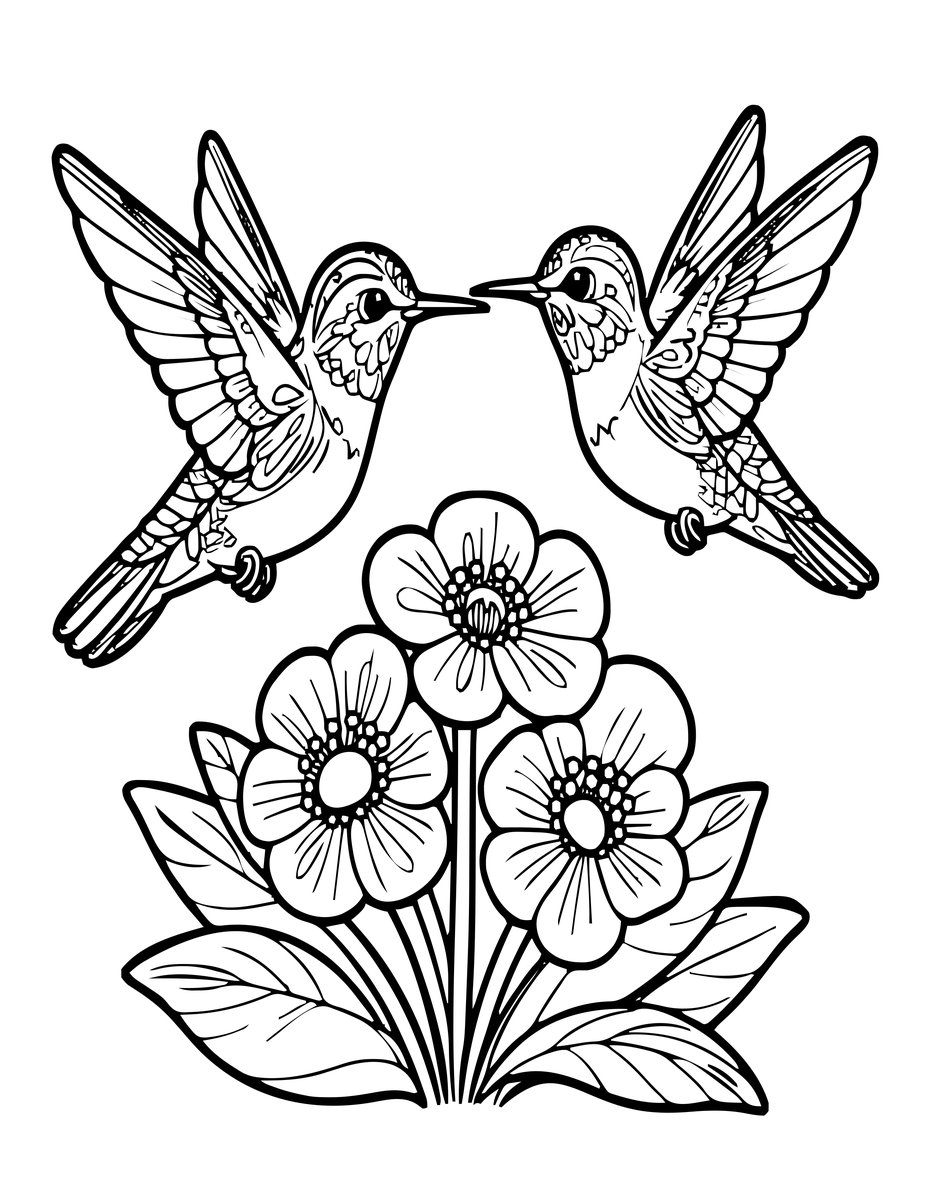 Feeding Pair - free printable coloring page