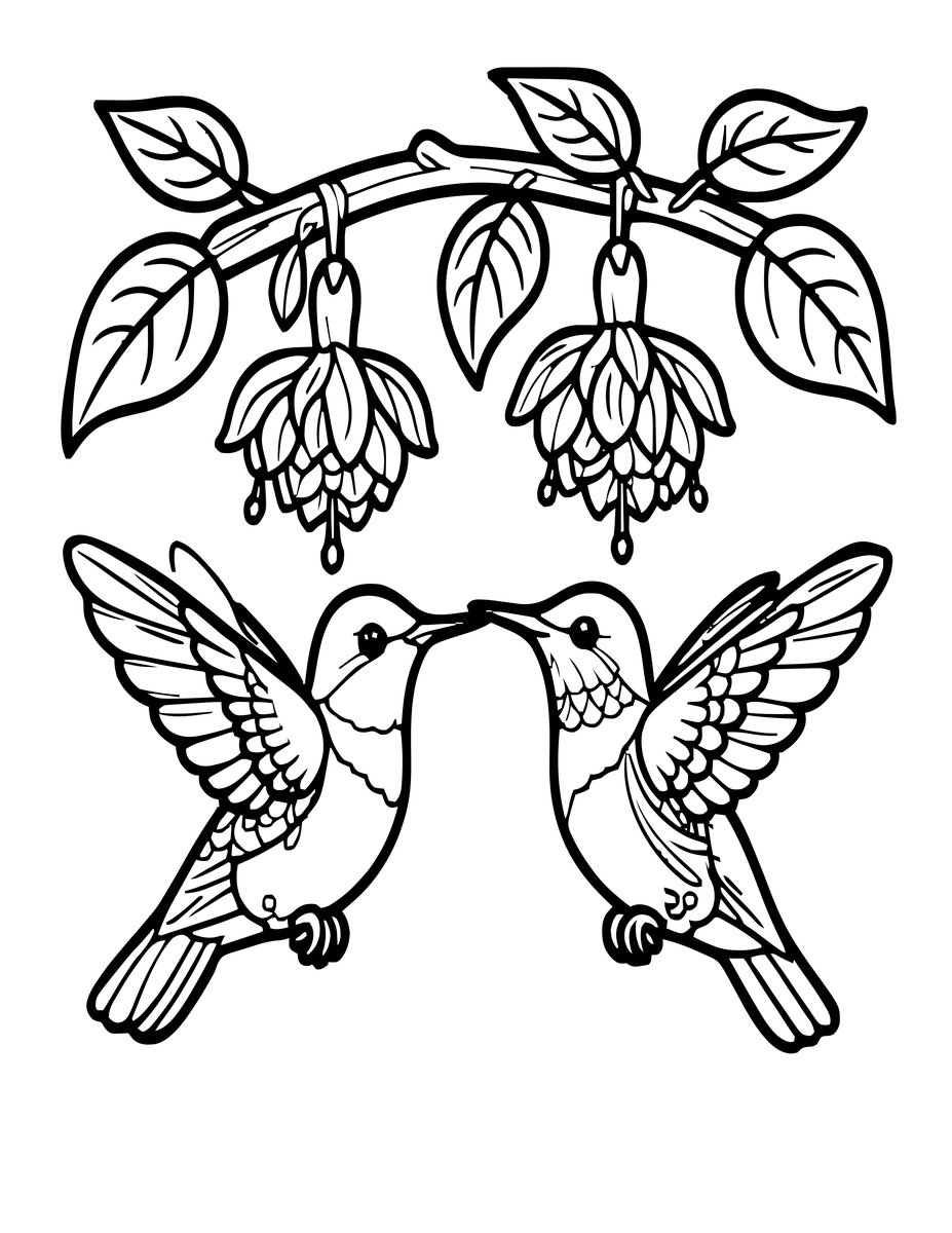 Fuchsia Pair - free printable coloring page