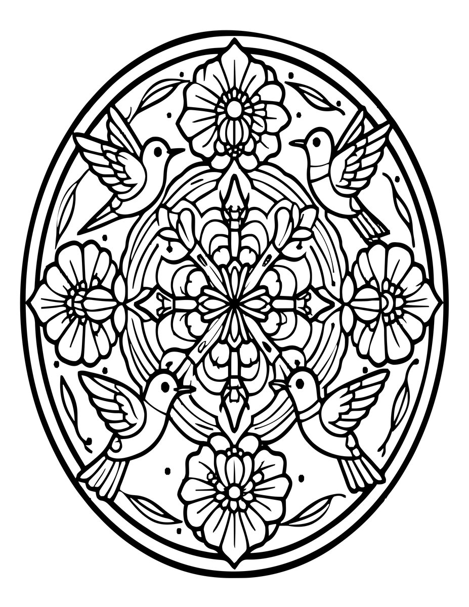 Hummingbird Mandala - free printable coloring page