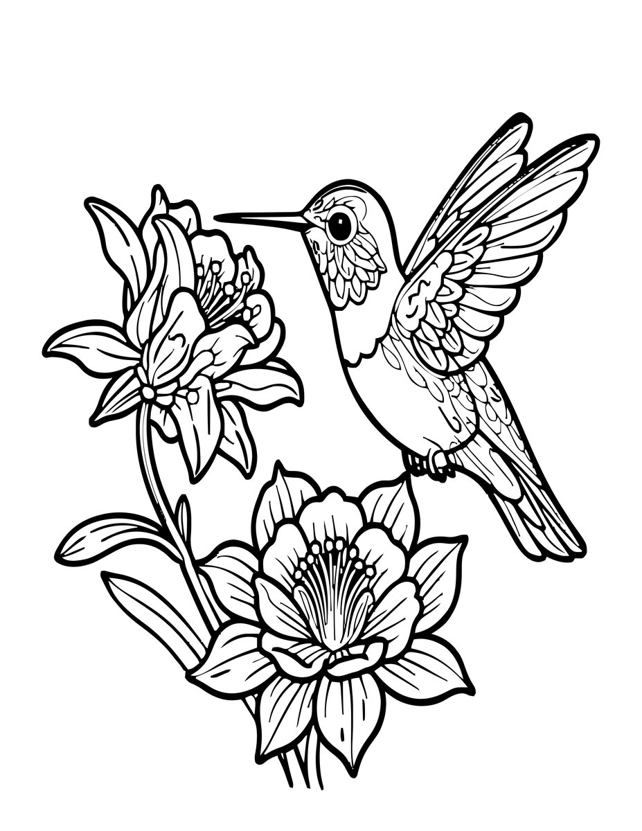 Columbine Flower - free printable coloring page