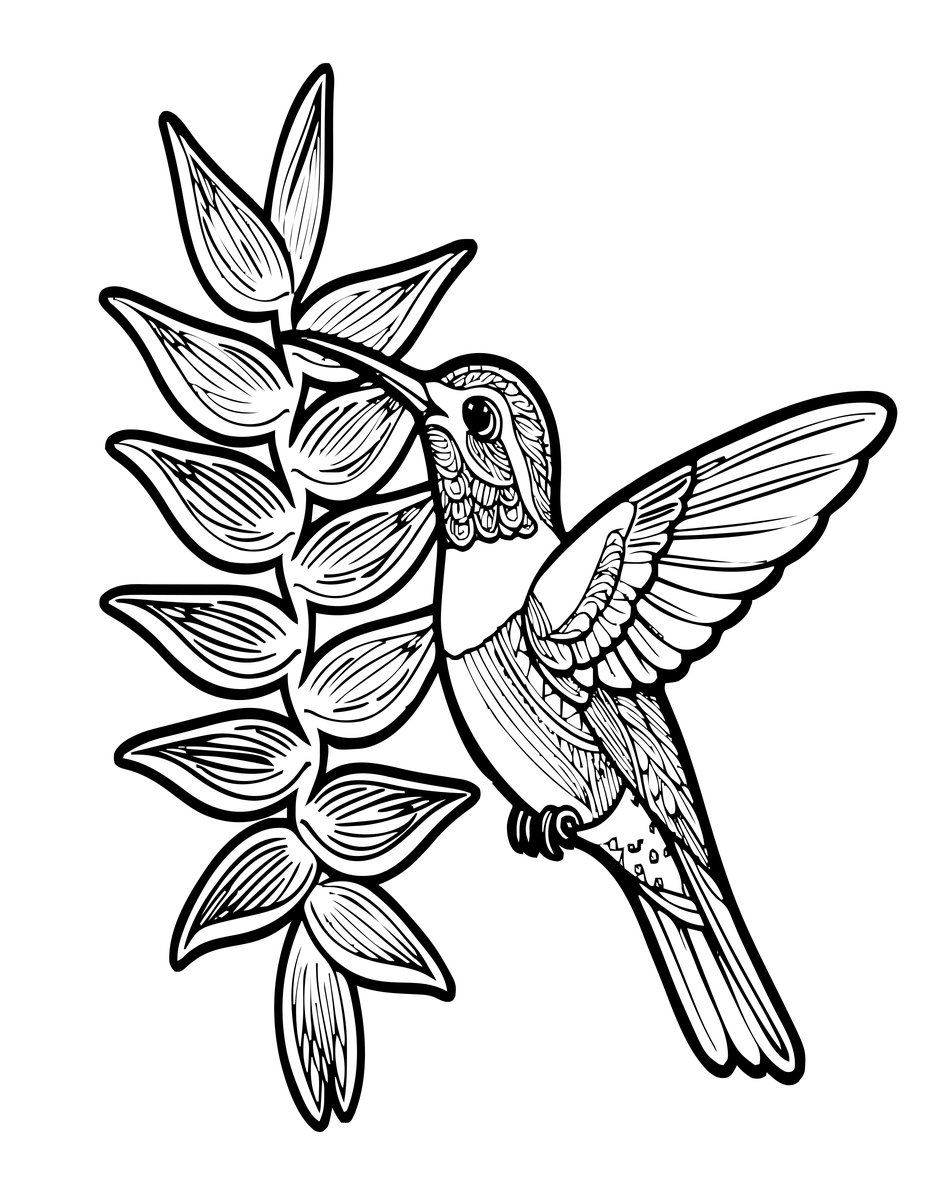 Heliconia - free printable coloring page